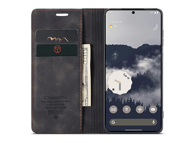 CaseMe Slim Synthetic Leather Wallet Case with Stand for Google Pixel 11 Pro - Charcoal
