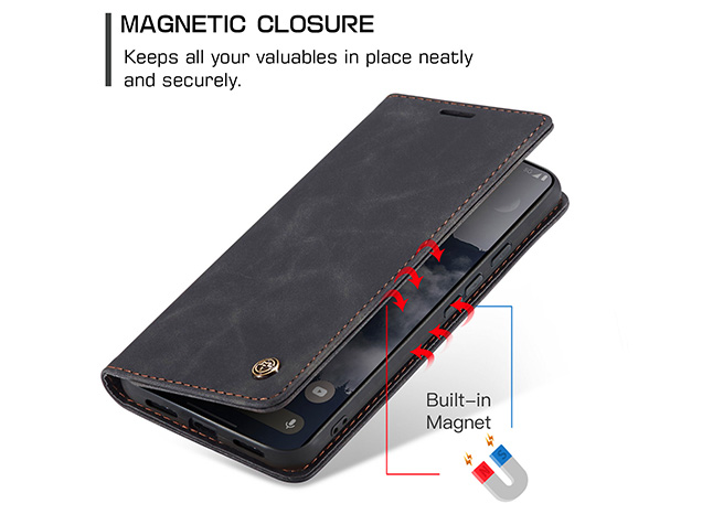 CaseMe Slim Synthetic Leather Wallet Case with Stand for Google Pixel 11 Pro - Charcoal