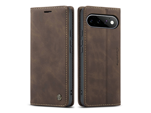 CaseMe Slim Synthetic Leather Wallet Case with Stand for Google Pixel 11 Pro - Chocolate Leather Wallet Case