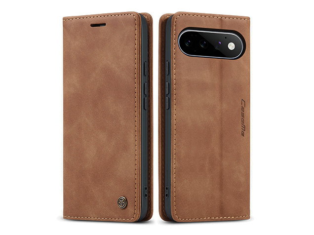 CaseMe Slim Synthetic Leather Wallet Case with Stand for Google Pixel 11 Pro - Tan Leather Wallet Case