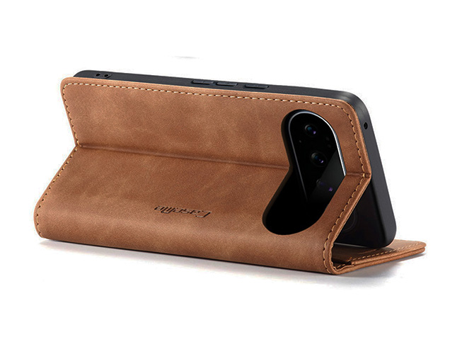 CaseMe Slim Synthetic Leather Wallet Case with Stand for Google Pixel 11 Pro - Tan