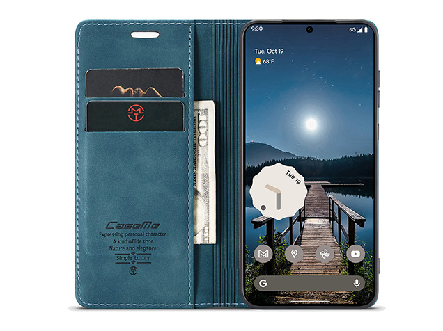 CaseMe Slim Synthetic Leather Wallet Case with Stand for Google Pixel 11 Pro - Teal