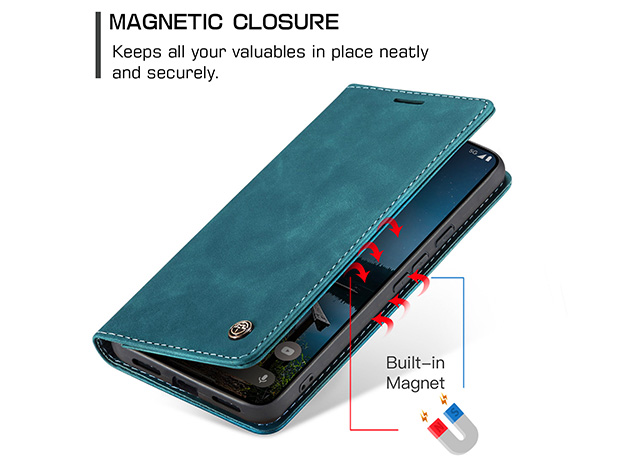 CaseMe Slim Synthetic Leather Wallet Case with Stand for Google Pixel 11 Pro - Teal