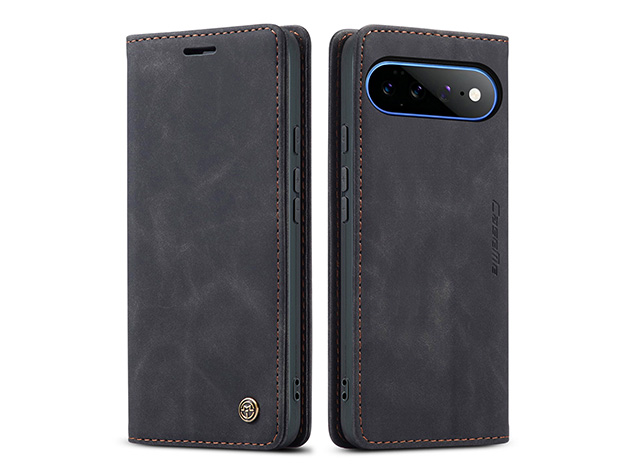 CaseMe Slim Synthetic Leather Wallet Case with Stand for Google Pixel 11 Pro XL - Charcoal Leather Wallet Case