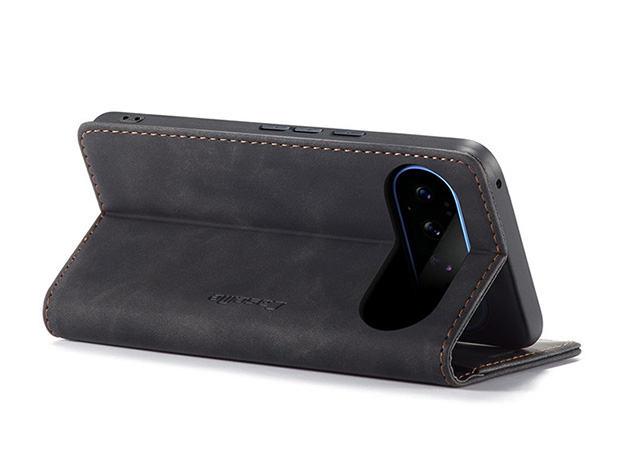 CaseMe Slim Synthetic Leather Wallet Case with Stand for Google Pixel 11 Pro XL - Charcoal