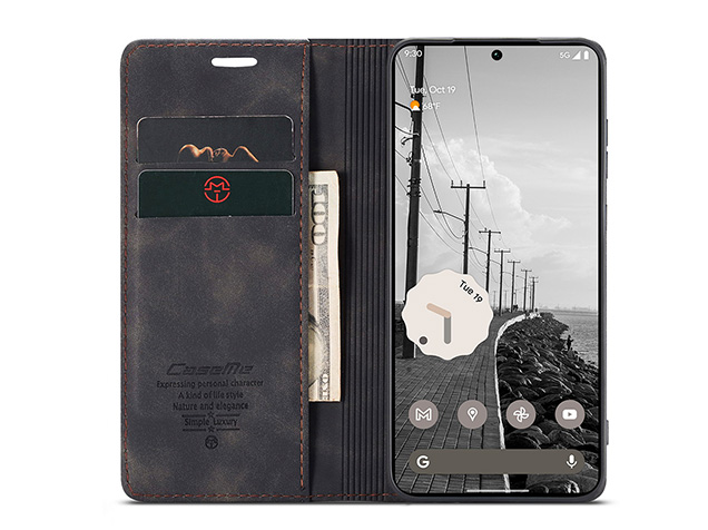 CaseMe Slim Synthetic Leather Wallet Case with Stand for Google Pixel 11 Pro XL - Charcoal