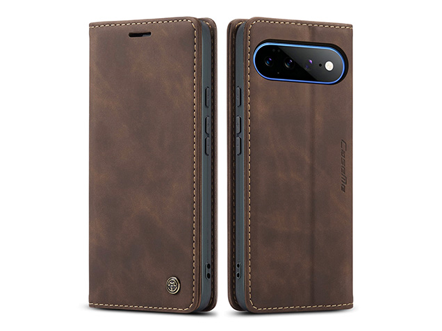 CaseMe Slim Synthetic Leather Wallet Case with Stand for Google Pixel 11 Pro XL - Chocolate Leather Wallet Case