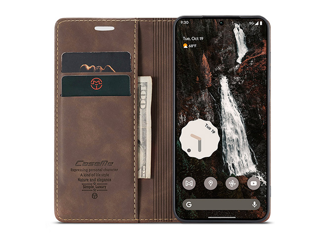 CaseMe Slim Synthetic Leather Wallet Case with Stand for Google Pixel 11 Pro XL - Chocolate