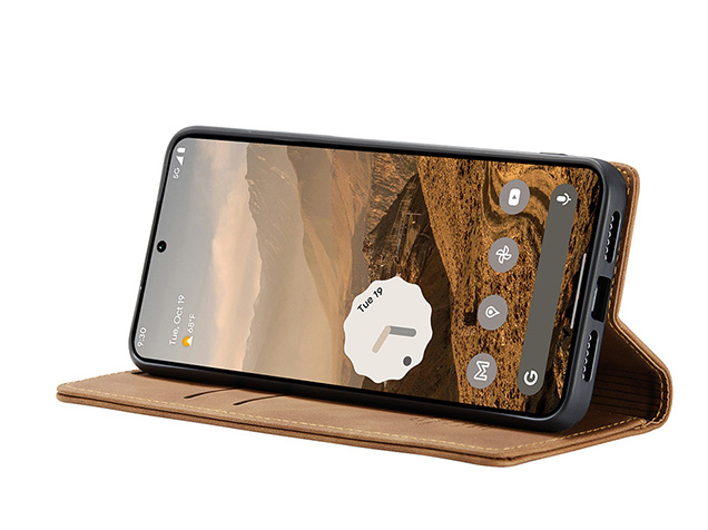 CaseMe Slim Synthetic Leather Wallet Case with Stand for Google Pixel 11 Pro XL - Tan