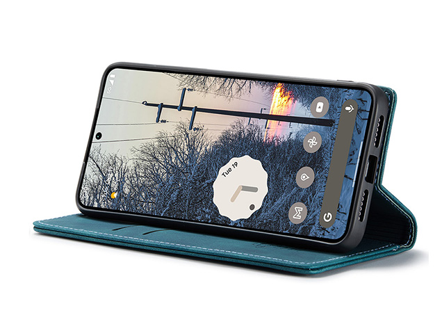 CaseMe Slim Synthetic Leather Wallet Case with Stand for Google Pixel 11 Pro XL - Teal