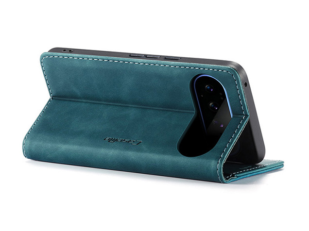 CaseMe Slim Synthetic Leather Wallet Case with Stand for Google Pixel 11 Pro XL - Teal