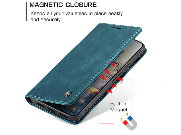 CaseMe Slim Synthetic Leather Wallet Case with Stand for Google Pixel 11 Pro XL - Teal