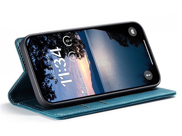 CaseMe Slim Synthetic Leather Wallet Case with Stand for iPhone 18 Pro Max - Teal