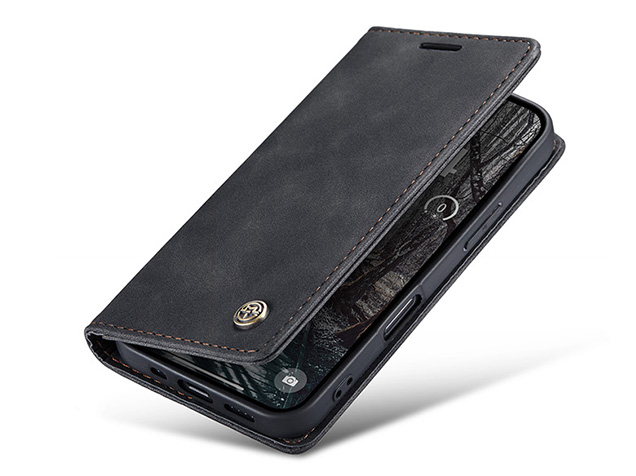 CaseMe Slim Synthetic Leather Wallet Case with Stand for iPhone 18 Pro Max - Charcoal Leather Wallet Case