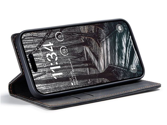 CaseMe Slim Synthetic Leather Wallet Case with Stand for iPhone 18 Pro Max - Charcoal