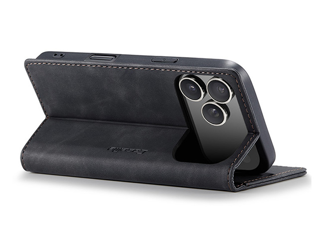 CaseMe Slim Synthetic Leather Wallet Case with Stand for iPhone 18 Pro Max - Charcoal