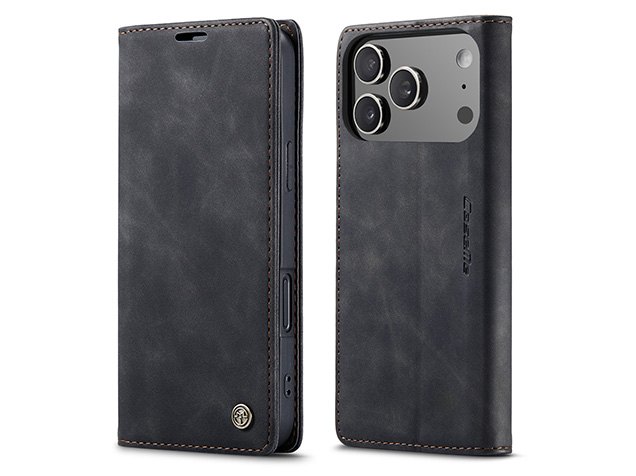 CaseMe Slim Synthetic Leather Wallet Case with Stand for iPhone 18 Pro Max - Charcoal