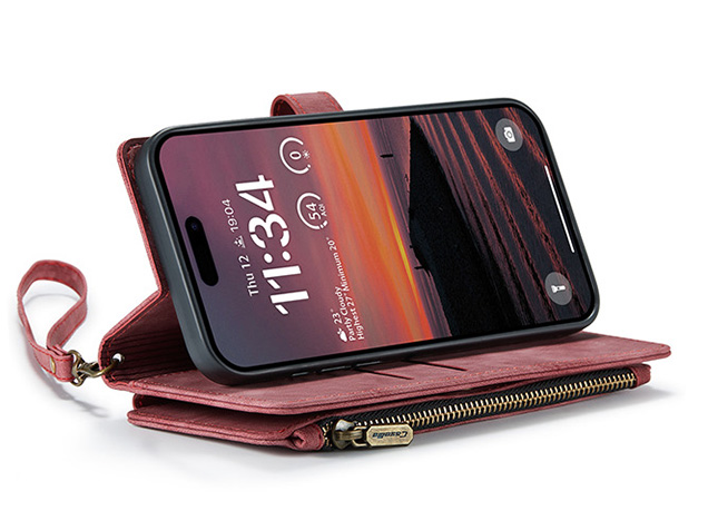 CaseMe Synthetic Leather Wallet Case with Zipper Pocket for iPhone 18 Pro Max - Blush