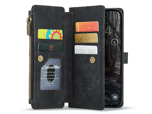 CaseMe Synthetic Leather Wallet Case with Zipper Pocket for iPhone 18 Pro Max - Charcoal