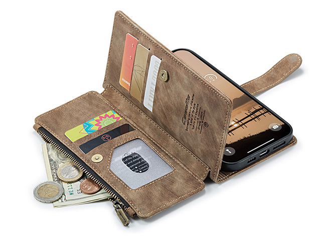 CaseMe Synthetic Leather Wallet Case with Zipper Pocket for iPhone 18 Pro Max - Desert Taupe
