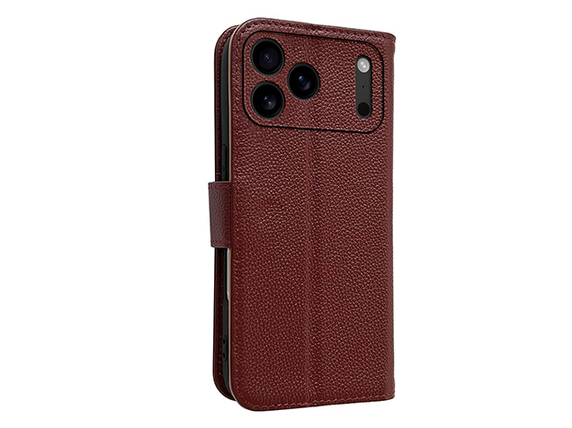 Premium Leather Wallet Case for iPhone 18 Pro Max - Rosewood Leather Wallet Case