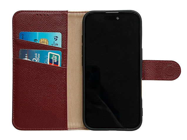 Premium Leather Wallet Case for iPhone 18 Pro Max - Rosewood
