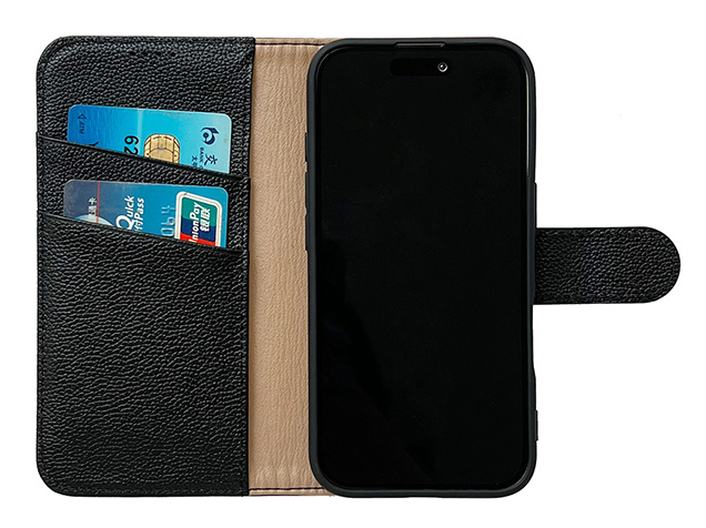 Premium Leather Wallet Case for iPhone 18 Pro Max - Black