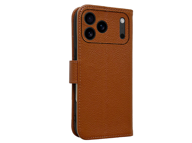 Premium Leather Wallet Case for iPhone 18 Pro Max - Caramel Leather Wallet Case