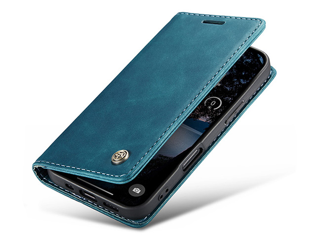 CaseMe Slim Synthetic Leather Wallet Case with Stand for iPhone 18 Pro - Teal Leather Wallet Case