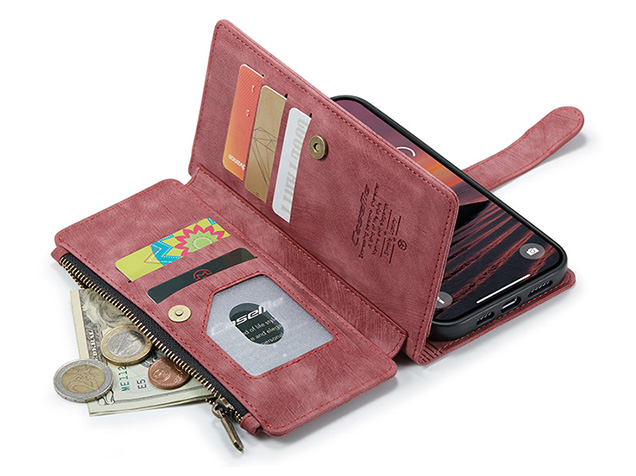 CaseMe Synthetic Leather Wallet Case with Zipper Pocket for iPhone 18 Pro - Blush