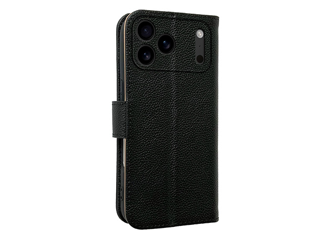Premium Leather Wallet Case for iPhone 18 Pro - Black Leather Wallet Case