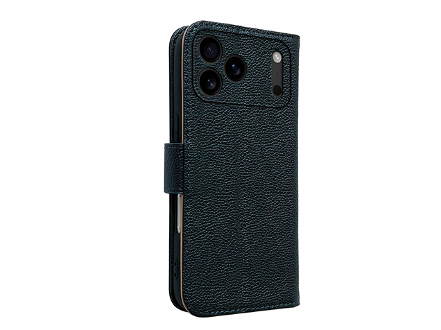Premium Leather Wallet Case for iPhone 18 Pro - Midnight Blue Leather Wallet Case