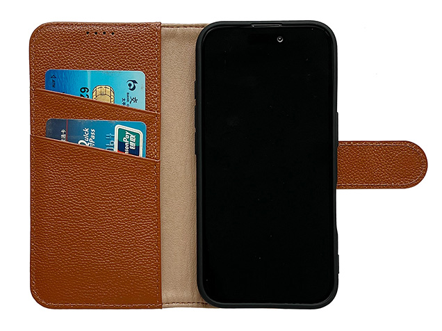 Premium Leather Wallet Case for iPhone 18 Pro - Caramel