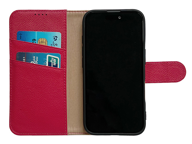 Premium Leather Wallet Case for iPhone 18 Pro - French Rose