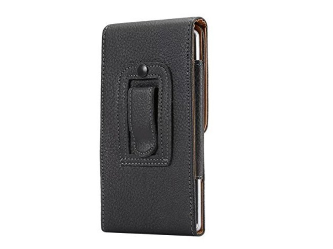 Textured Synthetic Leather Vertical Belt Pouch