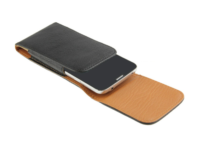 Textured Synthetic Leather Vertical Belt Pouch