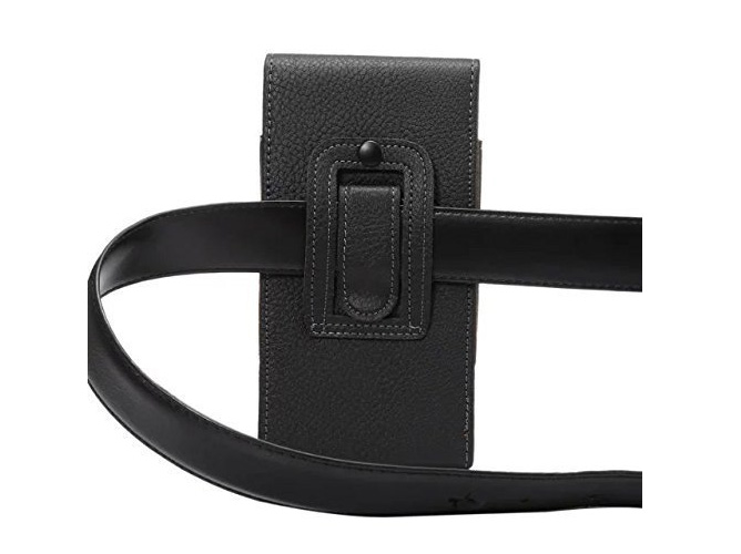 Textured Synthetic Leather Vertical Belt Pouch