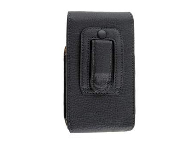 Textured Synthetic Leather Belt Pouch with Buckle - Vertical
