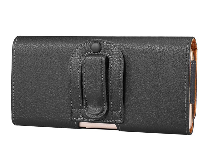 Textured Synthetic Horizontal Leather Belt Pouch