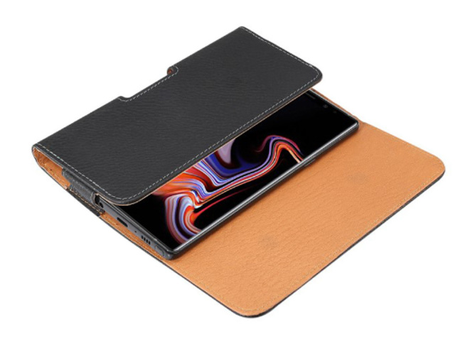 Textured Synthetic Horizontal Leather Belt Pouch