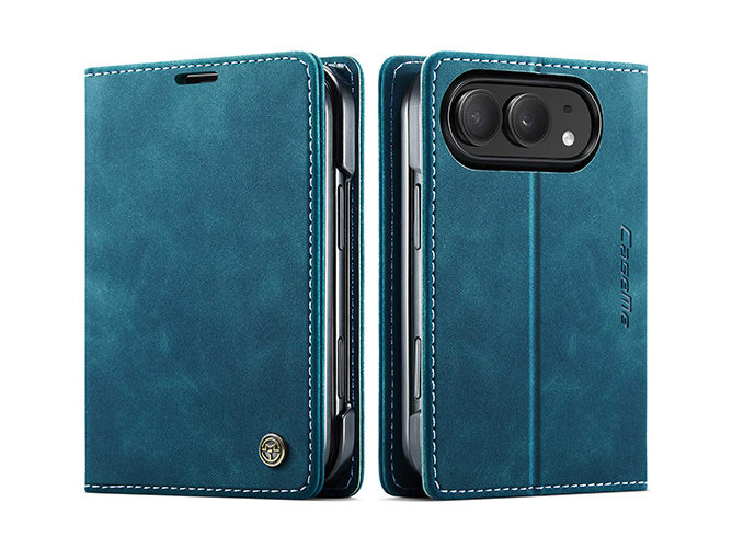 CaseMe Slim Synthetic Leather Wallet Case with Stand for the iPhone Duo - Teal Leather Wallet Case