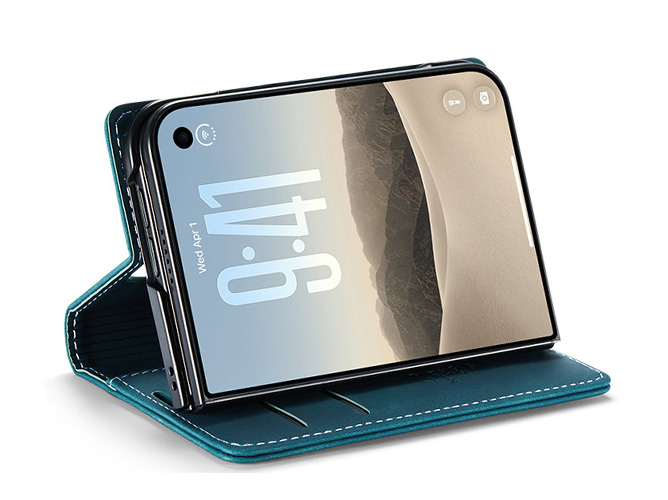 CaseMe Slim Synthetic Leather Wallet Case with Stand for the iPhone Duo - Teal