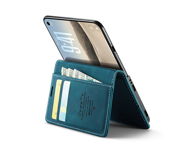 CaseMe Slim Synthetic Leather Wallet Case with Stand for the iPhone Duo - Teal