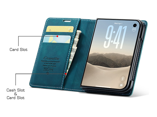 CaseMe Slim Synthetic Leather Wallet Case with Stand for the iPhone Duo - Teal