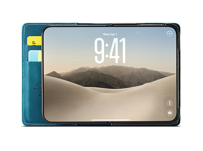 CaseMe Slim Synthetic Leather Wallet Case with Stand for the iPhone Duo - Teal