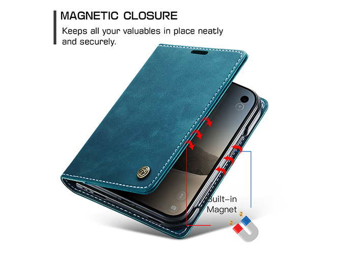 CaseMe Slim Synthetic Leather Wallet Case with Stand for the iPhone Duo - Teal