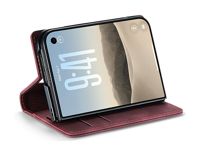 CaseMe Slim Synthetic Leather Wallet Case with Stand for the iPhone Duo - Burgundy