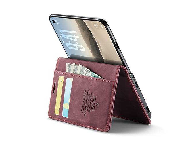 CaseMe Slim Synthetic Leather Wallet Case with Stand for the iPhone Duo - Burgundy