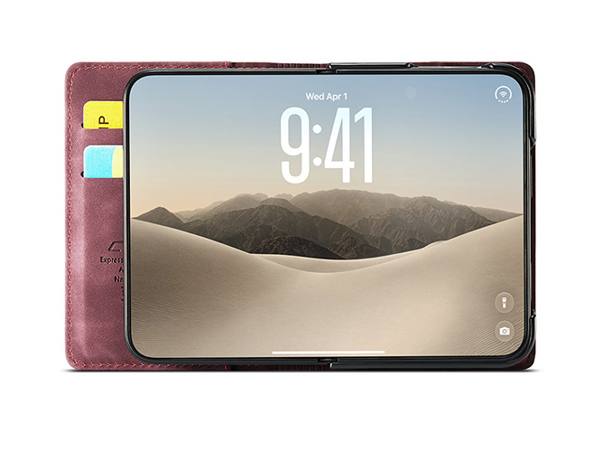 CaseMe Slim Synthetic Leather Wallet Case with Stand for the iPhone Duo - Burgundy