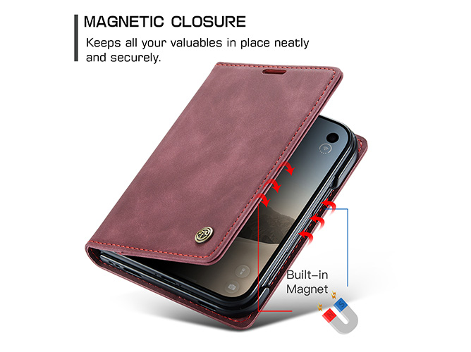 CaseMe Slim Synthetic Leather Wallet Case with Stand for the iPhone Duo - Burgundy